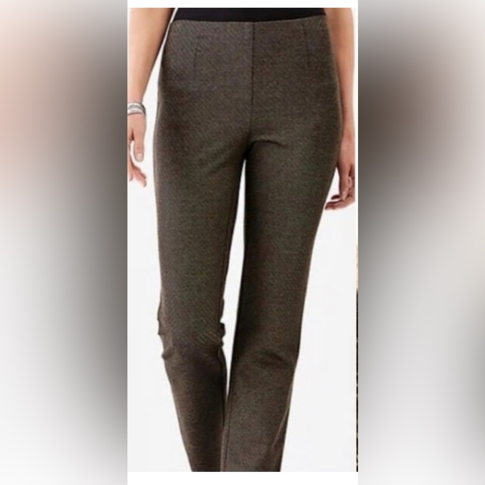 Jjill women’s ponte slim leg pants in Brown Diamond Print| Size: L (14)